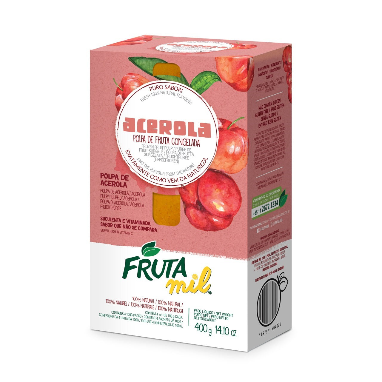 FRUTA MIL PULPE - ACEROLA - BOITE DE 12x4x100g BB: 17/OC/25