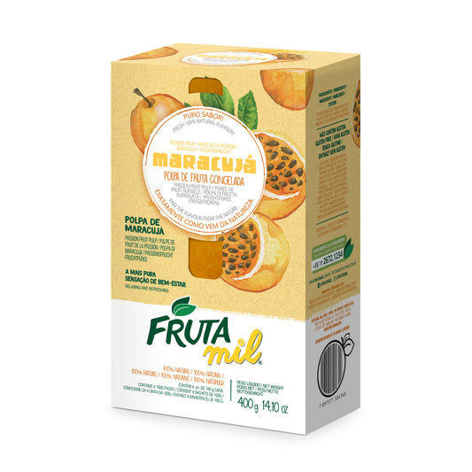 FRUTA MIL PULPE - FRUIT DE LA PASSION (SANS GRAINES)- BOITE DE 12x4x100g  BB: 30/OC/25